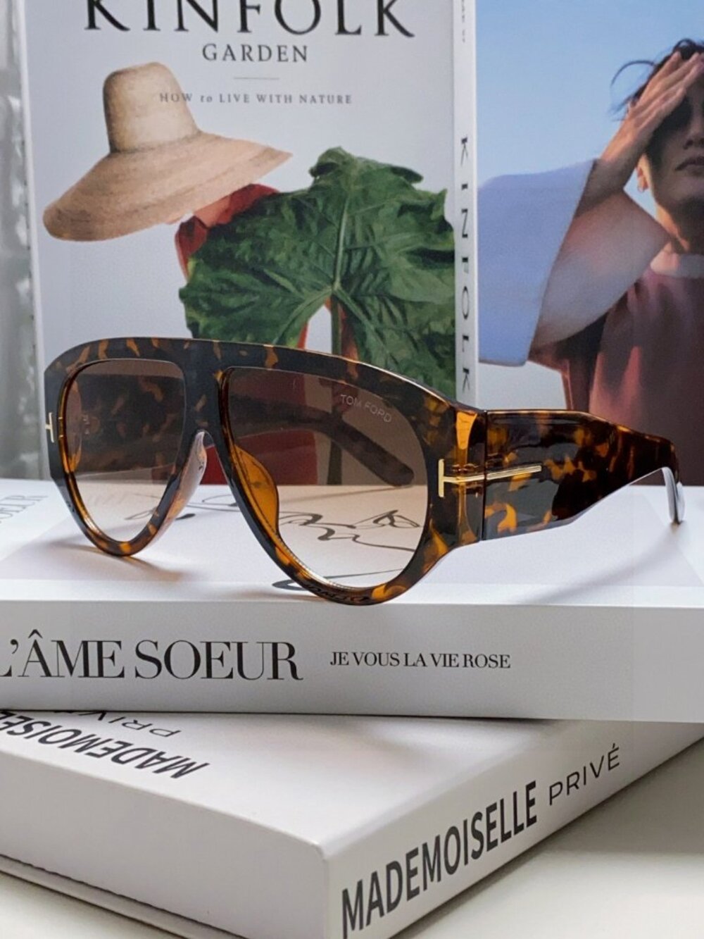 💢TOM FORD💢 Oversized T-shaped Aviator Sunglasses with Leopard-Print Frames